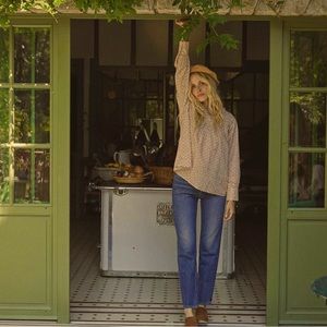 NWT DÔEN Plum Top in Cream Winter Ditsy, XS